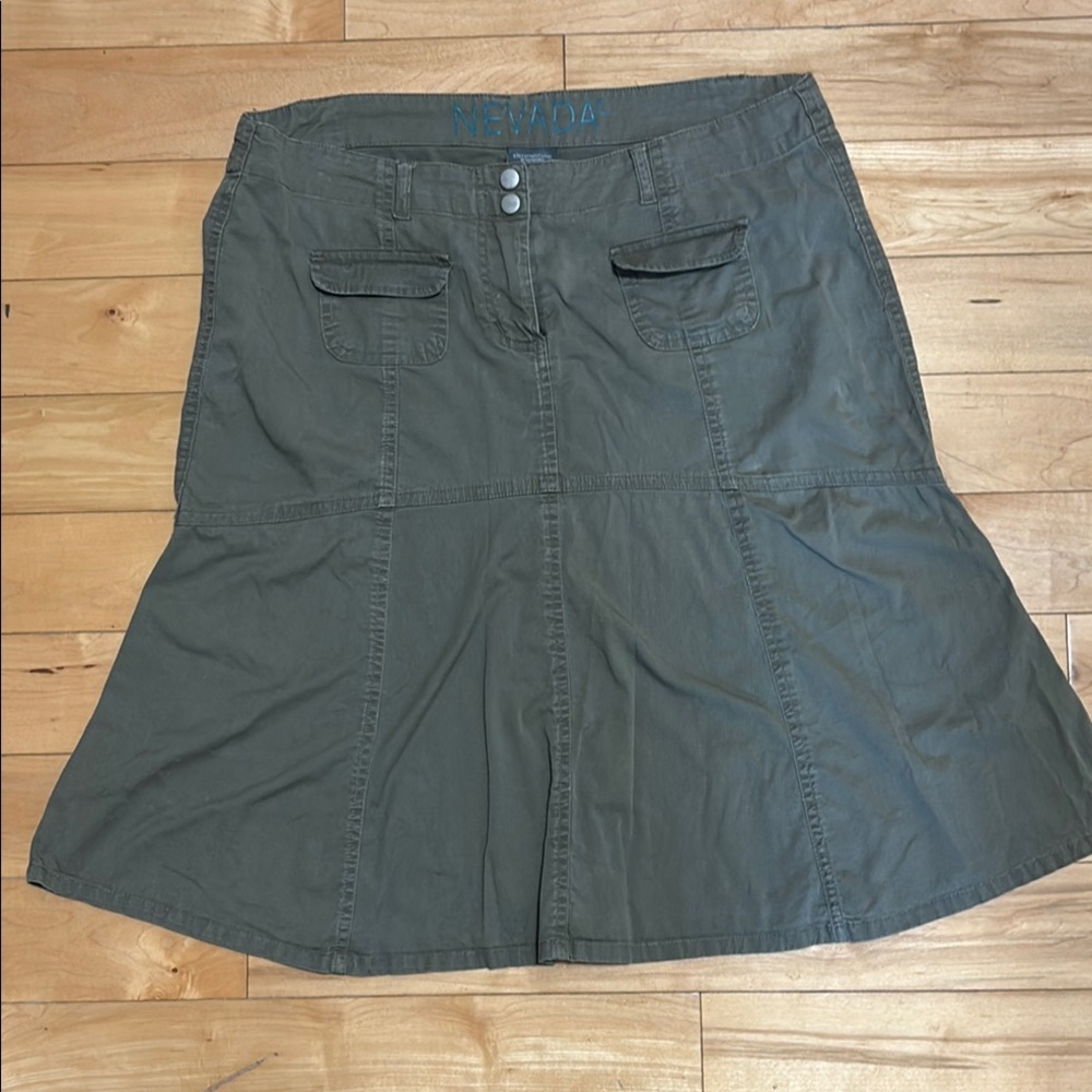 Women's A-Line Olive Skirt